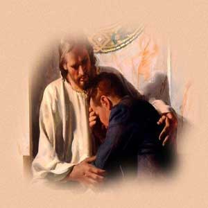 جوانی گریان و پشیمان در آغوش حضرت عیسی