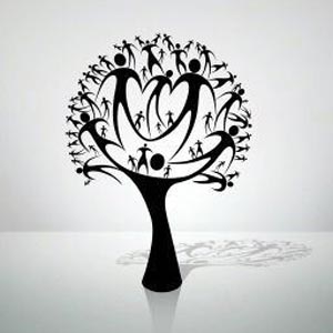 نقاشی درخت با شاخه هایی از آدم ها