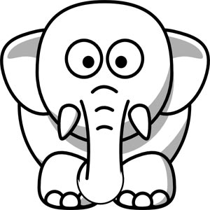 نقاشی کارتونی فیل سفید 
