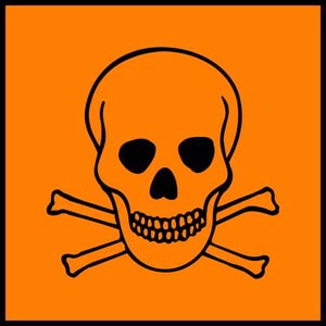 نقاشی علامت خطر جمجمه انسان و استخوان به رنگ نارنجی